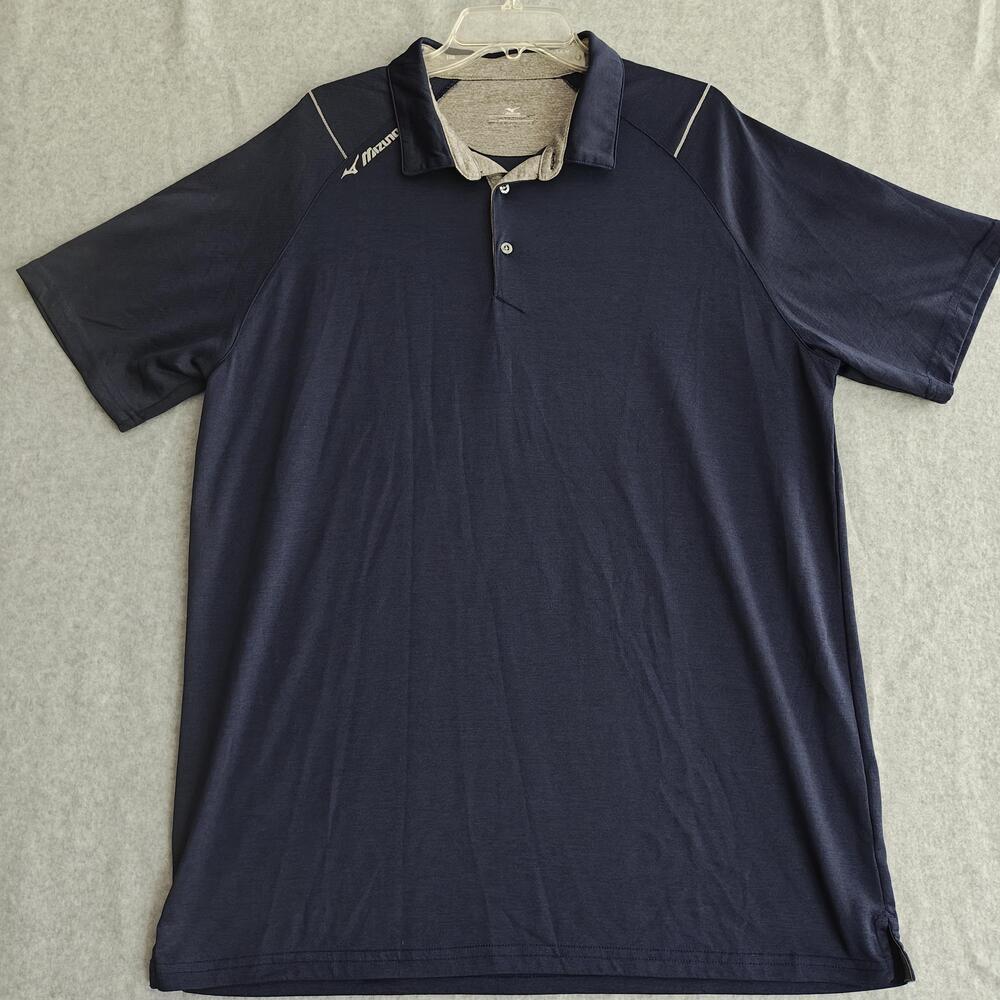 Mizuno Polo Shirt Mens 2XL Navy Blue Golf Performance Short Sleeve Athletic